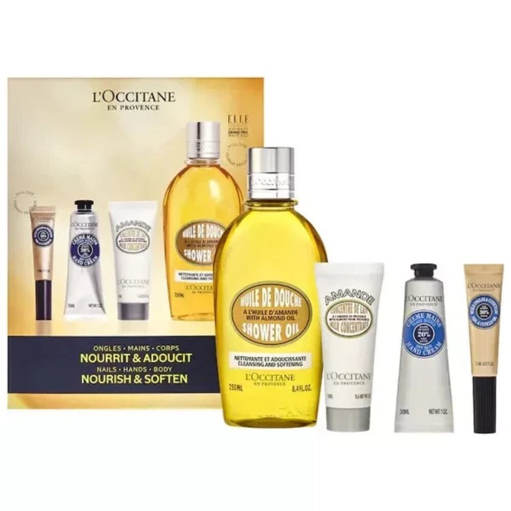 L'Occitane Almond & Shea Hands & Body Nourish & Soften Set X 4 NIB